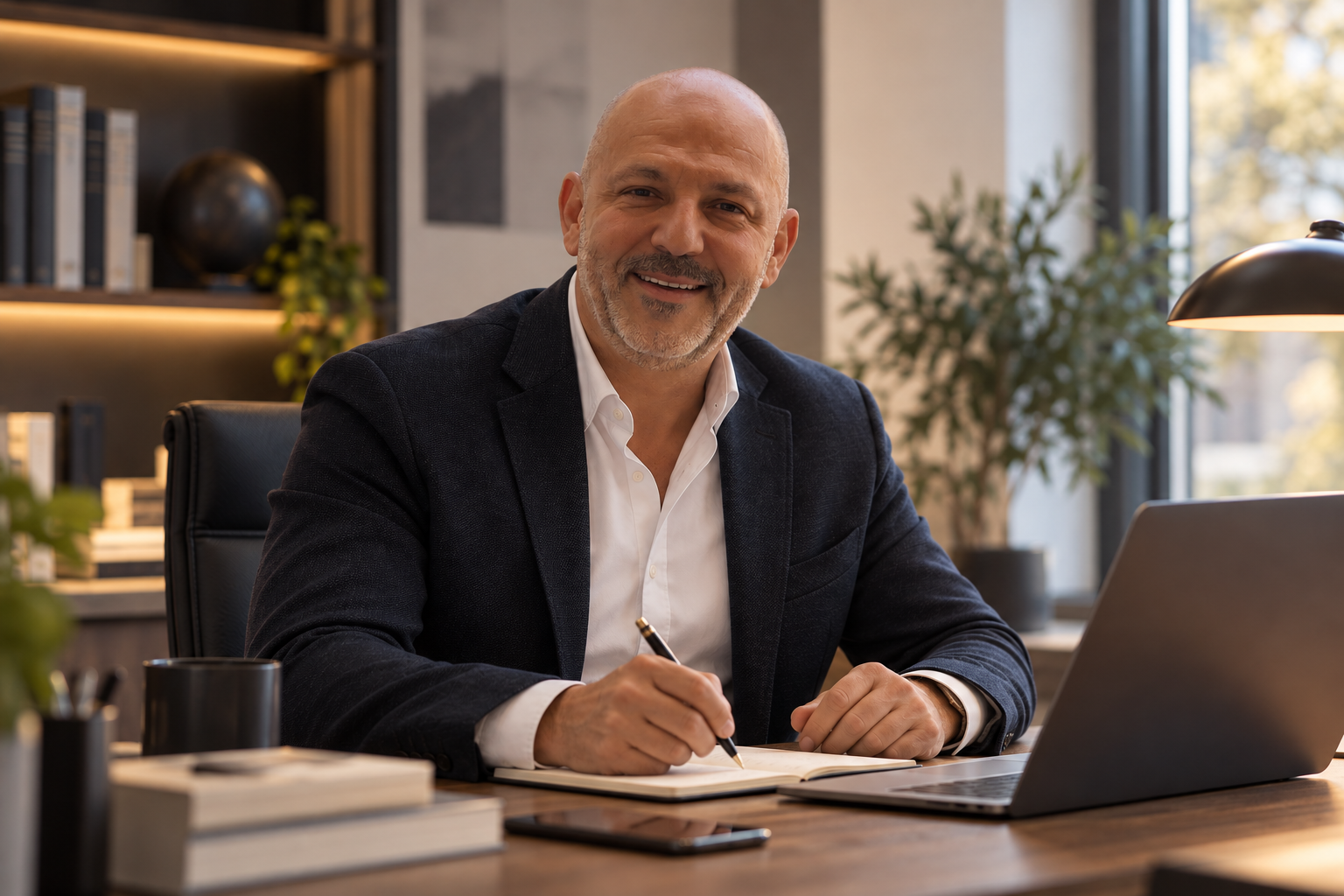 Stefan Stefanov am Schreibtisch